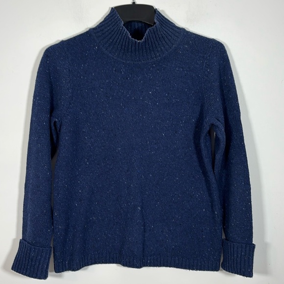 LL Bean High Neck Tight Knit Sweater Small Cotton Wool Blend Thick Warm Winter - Picture 1 of 6